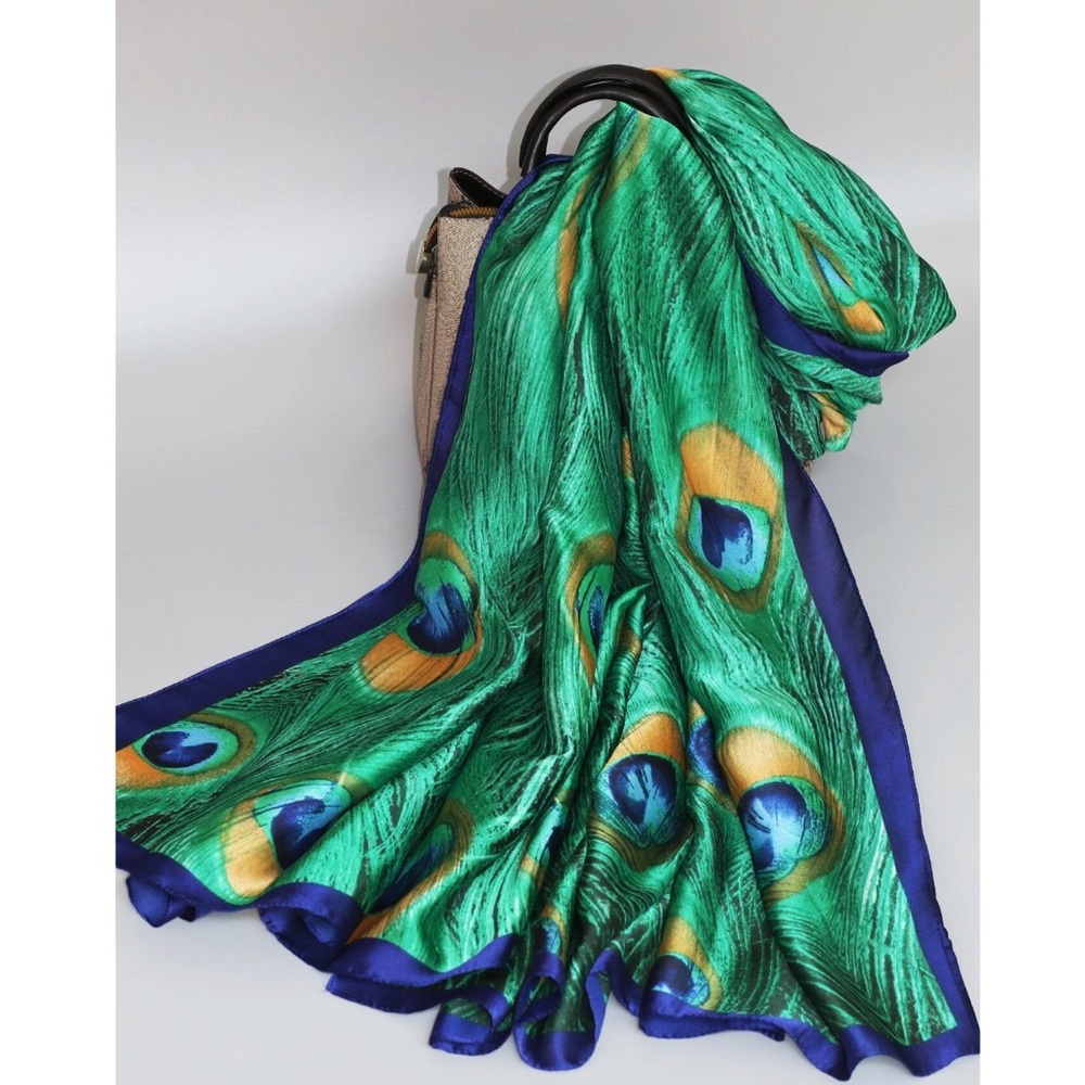 🆕 Green Multicolor Silky Body Scarf - Picture 2 of 4